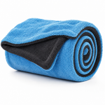 Toalla de microfibra CleanCar 1400GSM doble capa, color azul, enrollada