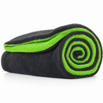 Toalla de microfibra CleanCar 1400GSM doble capa, color verde, enrollada