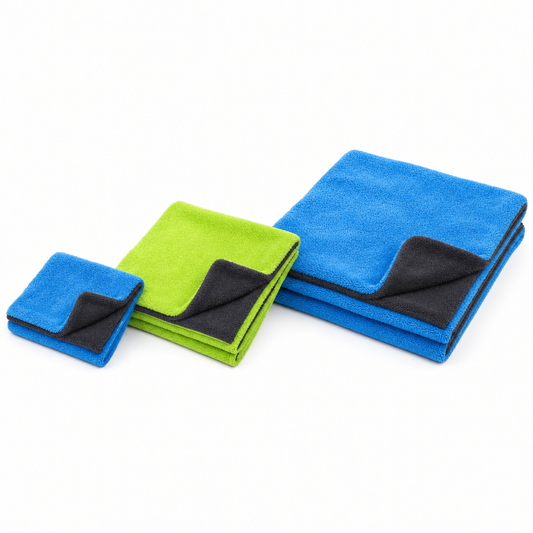 Pack Completo CleanCar 1400GSM: las tres toallas, pequeña, mediana y grande